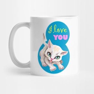 Sweet cute white kitten best friend. Love you cat. Mug